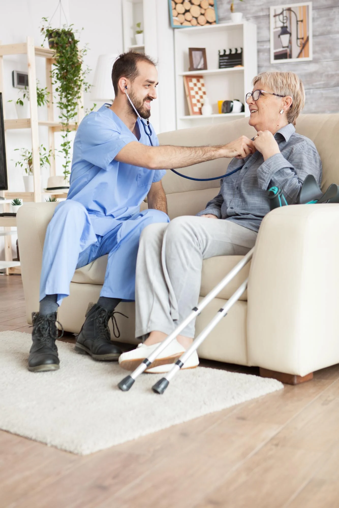 Doctors helping patients